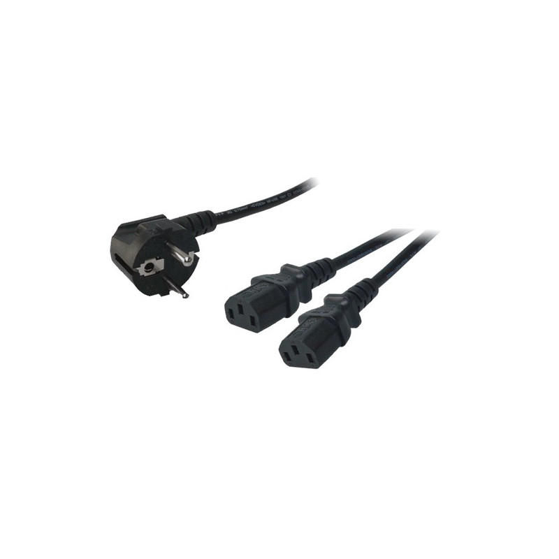 LogiLink 1.5m, Schuko-C13/2xIEC C13, M/F Juoda 1,5 m CEE7/14 C13 šakotuvas