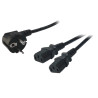 LogiLink 1.5m, Schuko-C13/2xIEC C13, M/F Juoda 1,5 m CEE7/14 C13 šakotuvas