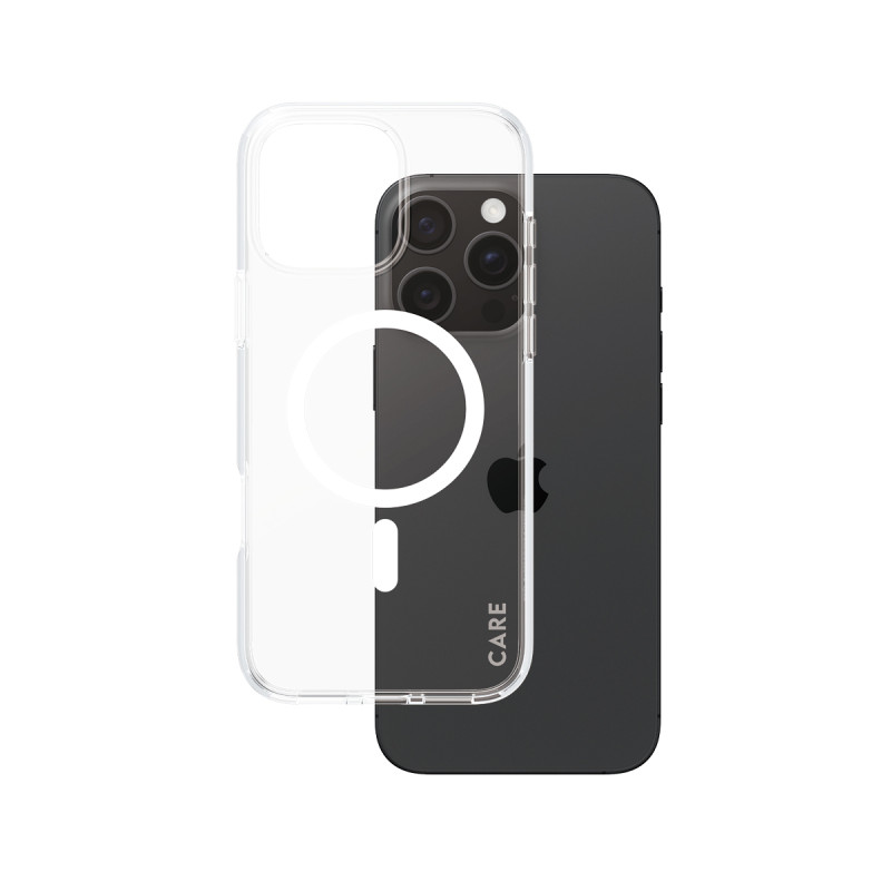PanzerGlass CARE™ by ® Urban Combat Case Transparent w. White MagSafe iPhone 16 Pro Max mobiliojo telefono dėklas Permatomas