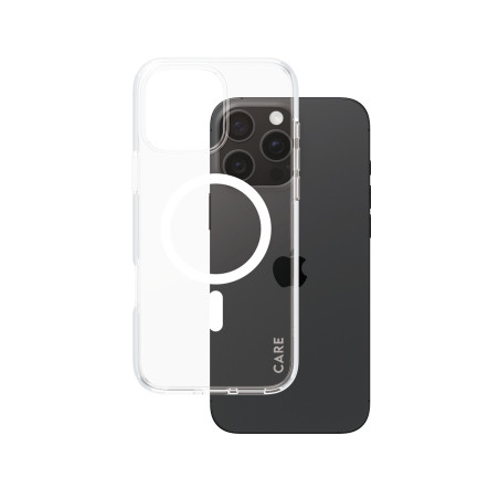 PanzerGlass CARE™ by ® Urban Combat Case Transparent w. White MagSafe iPhone 16 Pro Max mobiliojo telefono dėklas Permatomas