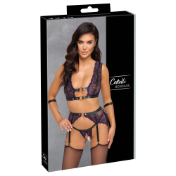 Cottelli Bondage Floral Lace Lingerie Set XL with Hand Cuffs