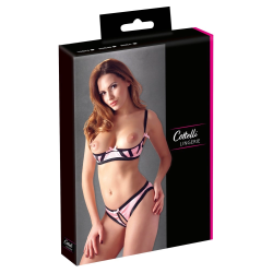Cottelli Collection Satin Shelf Bra Set 80B/M Black & Red Accents