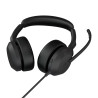 Jabra Evolve2 50 Laisvų rankų įranga Vielinis Su lankeliu Biuras / skambučių centras USB Type-C / USB Type-A Bluetooth Juoda