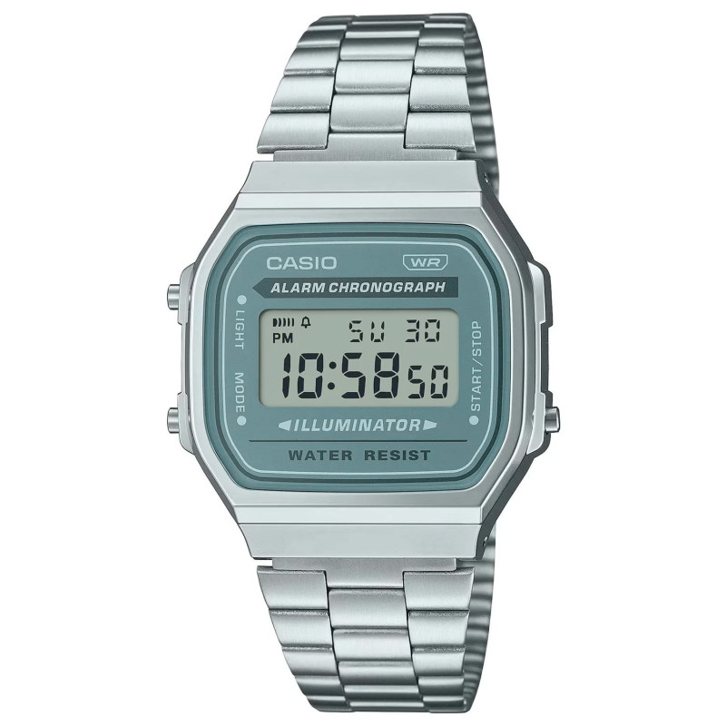 CASIO VINTAGE A168WA-3AYES Men's Watch / silver/green