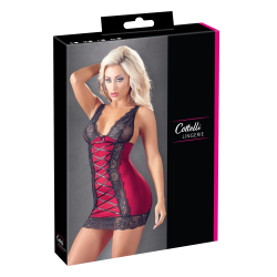 Cottelli Collection Sukienka Czerwona z Czarną Koronką S Regulowana