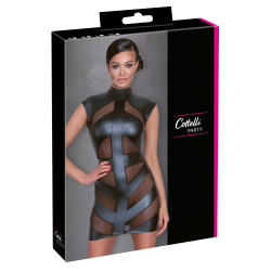 Cottelli Party Dress M Black Matte with Powernet Inserts