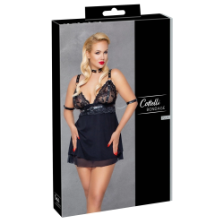 Cottelli Bondage Babydoll Set 4XL with Choker & Arm Loops, Black