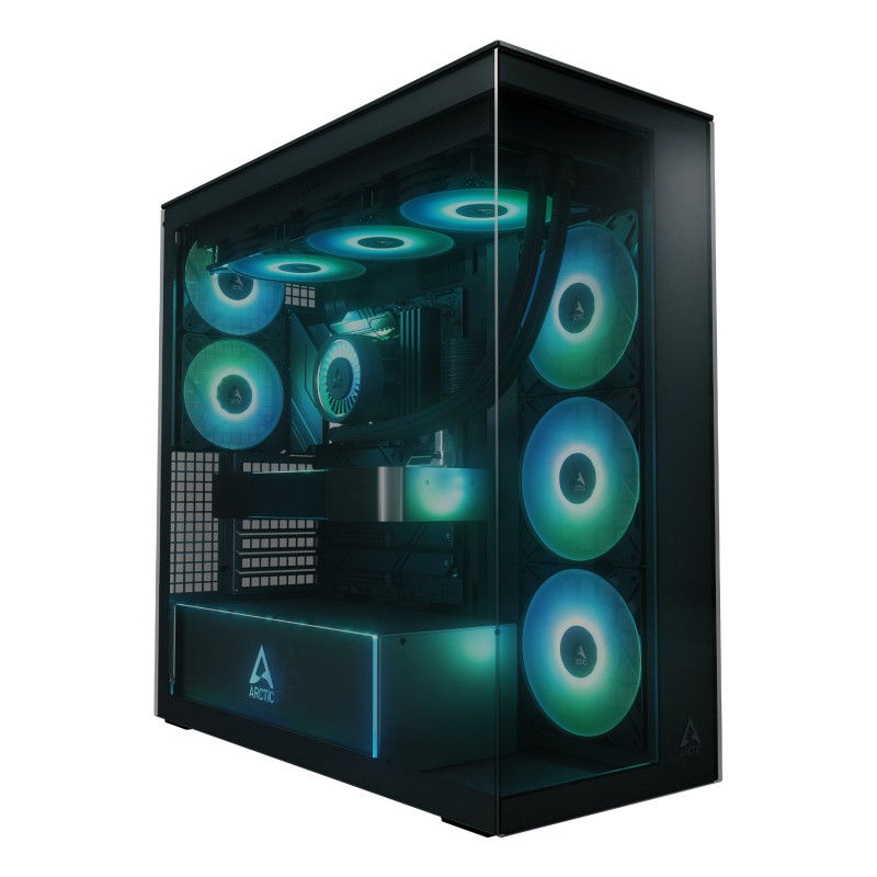 ARCTIC Xtender Black (Tinted Glass) „Midi Tower“ Juoda