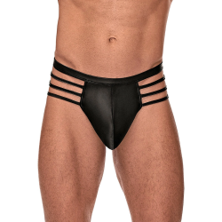 Male Power Cage Matte Thong L/XL Black - Strappy Comfort Design