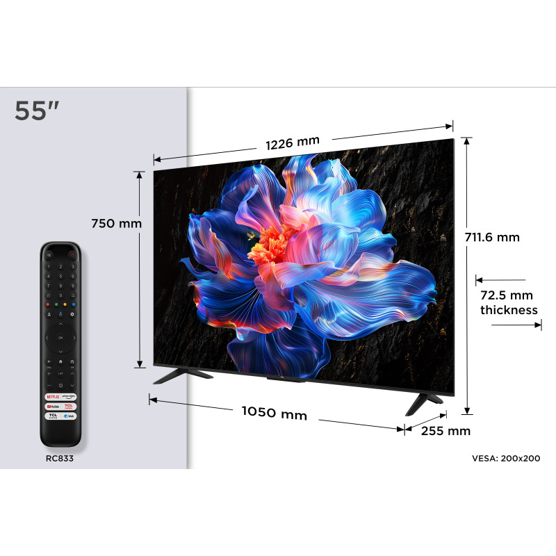 TCL P6K 55P6K TV 139.7 cm (55") 4K Ultra HD Smart TV Wi-Fi Metallic