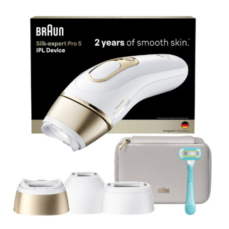 Braun Silk-expert Pro Silk expert Pro 5 Intensyvaus pulso šviesa (IPL) Balta, Auksas