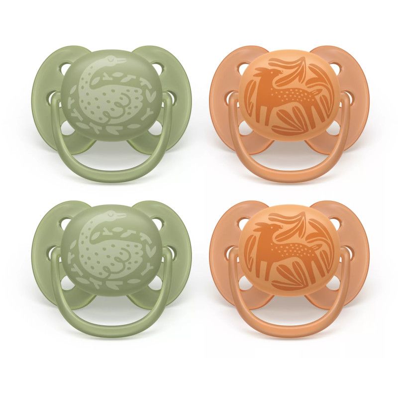 Philips AVENT SCF093/07 baby pacifier Ultra soft pacifier Orthodontic Silicone Green, Orange