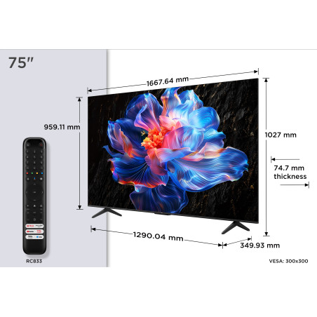 TCL P6K 75P6K televizorius 190,5 cm (75") 4K Ultra HD Smart TV „Wi-Fi“ Juoda