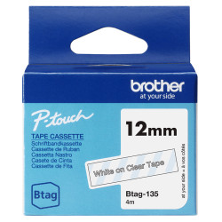 Brother BTAG-135 etikečių juostelė Balta ant skaidraus