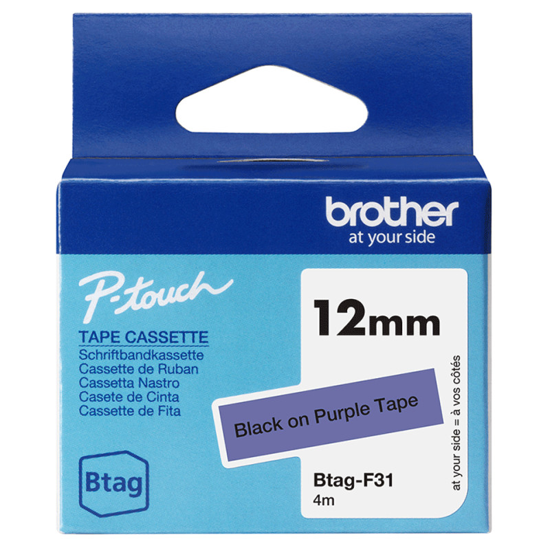 Brother BTAG-F31 etikečių juostelė Juoda ant violetinės