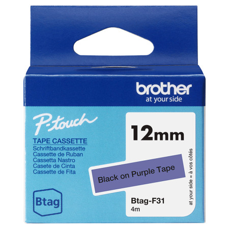 Brother BTAG-F31 etikečių juostelė Juoda ant violetinės