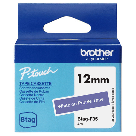 Brother BTAG-F35 etikečių juostelė Balta violetiniame fone