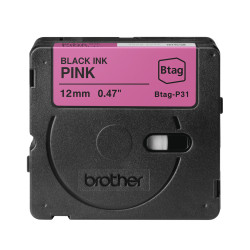 Brother BTAG-P31 etikečių juostelė Juoda rožiniame fone