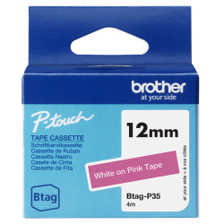 Brother BTAG-P35 etikečių juostelė Balta rausvame fone