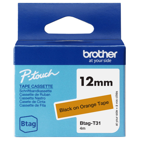 Brother BTAG-T31 etikečių juostelė Juoda ant oranžinės