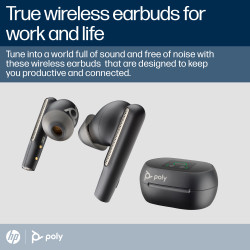 HP Poly Voyager Free 60+ UC Carbon Black Earbuds +BT700 USB-A Adapter +Touchscreen Charge Case Laisvų rankų įranga Bevielis Įkiš