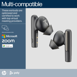 HP Poly Voyager Free 60+ UC Carbon Black Earbuds +BT700 USB-A Adapter +Touchscreen Charge Case Laisvų rankų įranga Bevielis Įkiš