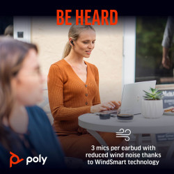HP Poly Voyager Free 60+ UC Carbon Black Earbuds +BT700 USB-A Adapter +Touchscreen Charge Case Laisvų rankų įranga Bevielis Įkiš