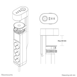 Neomounts DS22-840WH6 elektros tinklo ilgintuvas 1,4 m 3 AC išvestis(ys / čių) Vidaus Balta