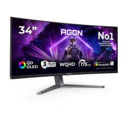 AOC AGON PRO AG346UCD kompiuterio monitorius 86,4 cm (34") 3440 x 1440 pikseliai Wide Quad HD QD-OLED Juoda, Pilka