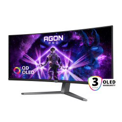 AOC AGON PRO AG346UCD kompiuterio monitorius 86,4 cm (34") 3440 x 1440 pikseliai Wide Quad HD QD-OLED Juoda, Pilka