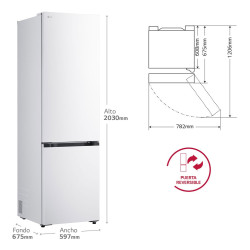 LG GBBSJ2CCSWE šaldytuvas-šaldiklis Pastatomi 375 L Balta