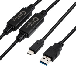 Microconnect USB3.1CA10AMP USB kabelis USB 3.2 Gen 1 (3.1 Gen 1) 10 m USB C USB A Juoda