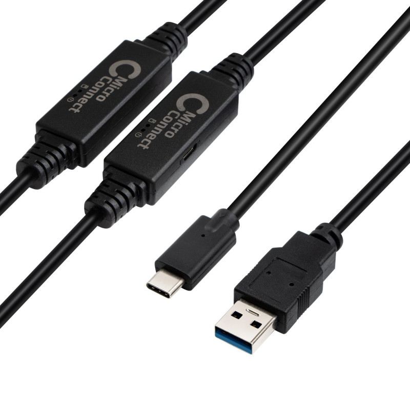 Microconnect USB3.1CA10AMP USB kabelis USB 3.2 Gen 1 (3.1 Gen 1) 10 m USB C USB A Juoda