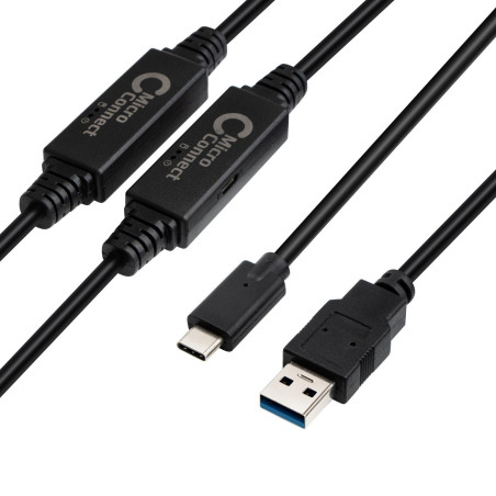 Microconnect USB3.1CA10AMP USB kabelis USB 3.2 Gen 1 (3.1 Gen 1) 10 m USB C USB A Juoda