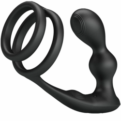 Pretty Love Marshall Dual Stimulation Silicone Ring Set with Remote, Black