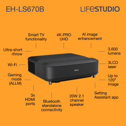 Epson EH-LS670B Standartinio nuotolio projektorius 3600 ANSI lumens 3LCD UHD 4K (3840x2160)