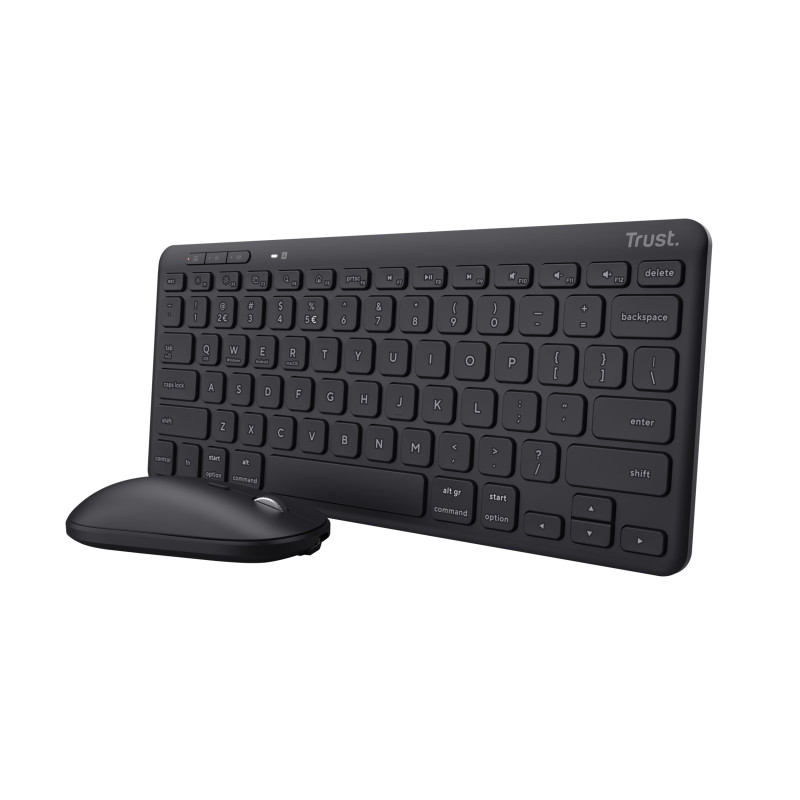 Trust Lyra klaviatūra Pelė įskaityta Biuras USB + RF Wireless + Bluetooth QWERTY Šiaurės šalių Juoda
