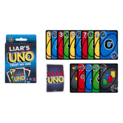 Mattel Games JLH43 stalo žaidimas Liar's UNO Kortų žaidimas Atsikratymas