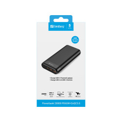 Sandberg 420-62 nešiojamasis įkroviklis Ličio-jonų (Li-Ion) 20000 mAh Juoda