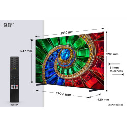 TCL RM7L 98RM7L televizorius 2,49 m (98") 4K Ultra HD Smart TV „Wi-Fi“ Juoda 2000 cd/m²