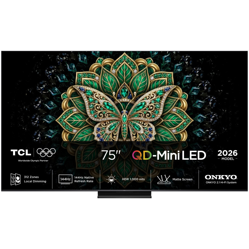 TCL C6K Pro 75C6K Pro 190,5 cm (75") 4K Ultra HD Smart TV „Wi-Fi“ Juoda 1000 cd/m²
