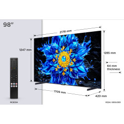 TCL P8L 98P8L televizorius 2,49 m (98") 4K Ultra HD Smart TV „Wi-Fi“ Juoda 1000 cd/m²