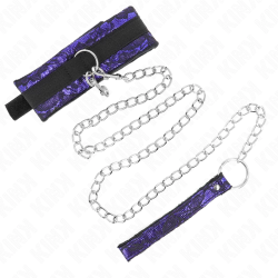KINK Velvet Lace Collar with Adjustable Belt & Nylon Trim 105cm Black