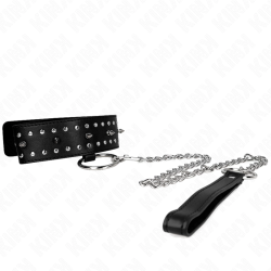 KINK Collar & Leash Set Model 1 Adjustable Silver Studs Black 36-43cm