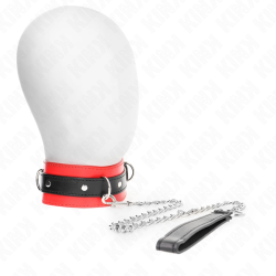 KINK Collar & Leash Set Red 54x4.5cm, Adjustable Vegan Leather, 65cm Strap