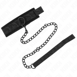 KINK Basic Model Adjustable Collar with Leash 77cm, Black, 34-54cm