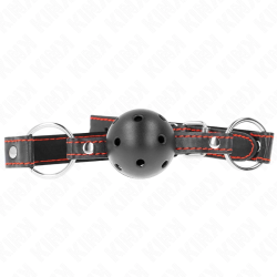 KINK Hollow Hard Black Ball Gag Model 2 - Adjustable 6.5cm Ball