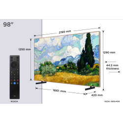 TCL A400 Pro 98A400 Pro 2,49 m (98") 4K Ultra HD Smart TV „Wi-Fi“ Balta 1000 cd/m²
