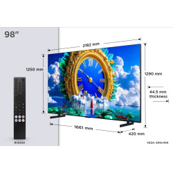 TCL A400 98A400 televizorius 2,49 m (98") 4K Ultra HD Smart TV „Wi-Fi“ Juoda 1000 cd/m²