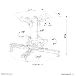 Neomounts CL25-530WH1 projektoriaus stovas Lubos Balta